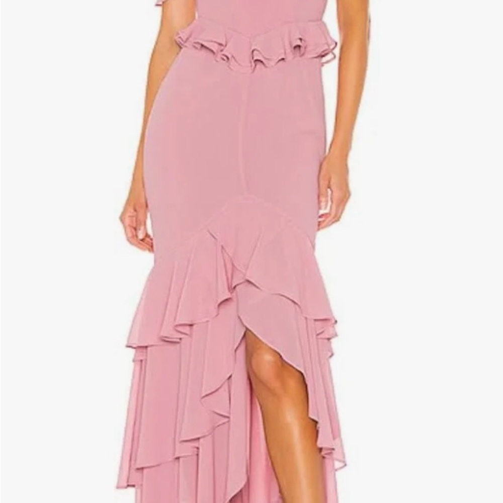Elegant Pink Ruffle Maxi Dress